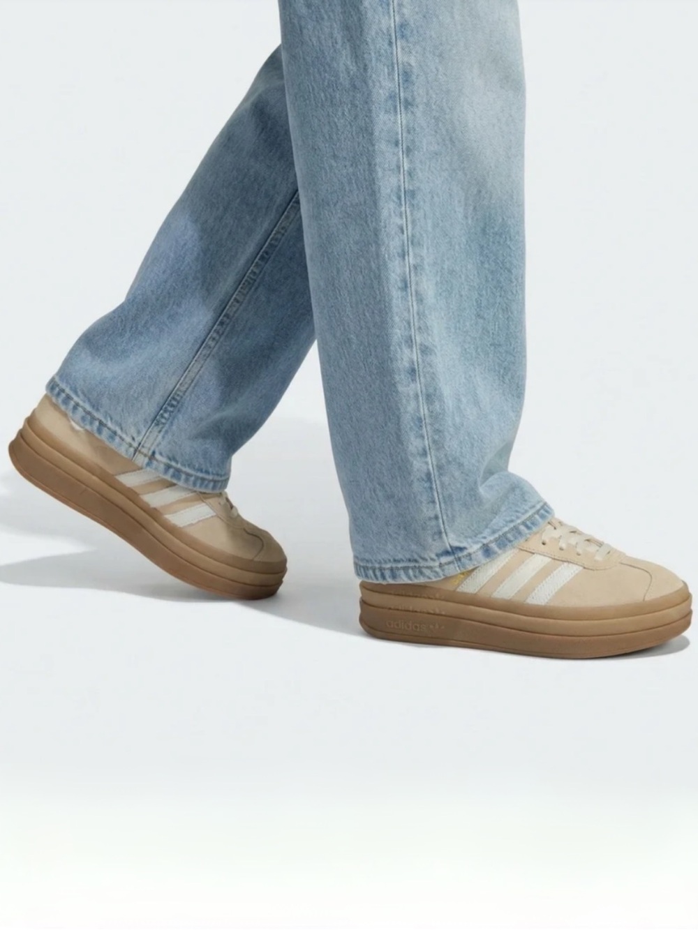 Adidas Gazelle Bold Sneakers Stone Khaki Cream White